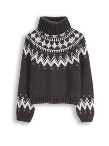 Coccodrillo Черно-серый вязаный свитер с высоким воротником