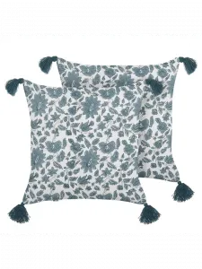 Декоративная подушка Beliani 2er Set Deko RUMEX, цвет blau/weiß