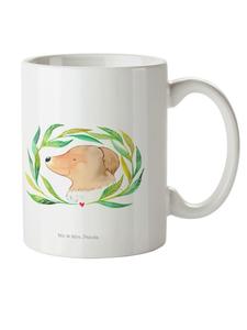 Детская кружка с рисунком собаки и цветов, без слов, белого цвета Mr. & Mrs. Panda