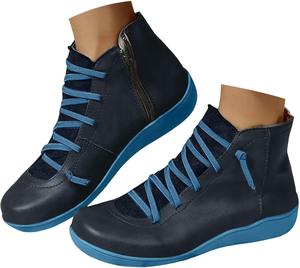 Универсальные женские ботильоны Женские нарядные ботильоны Низкий каблук Модные ботильоны на шнуровке с молнией Слипоны для женщин Повседневная обувь для ходьбы Зимние осенние ботинки Generic, 2-Bule