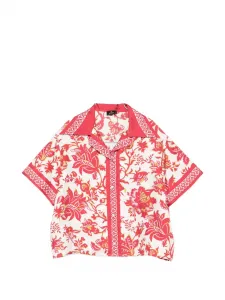 Рубашка с короткими рукавами и цветочным узором Etro, розовый