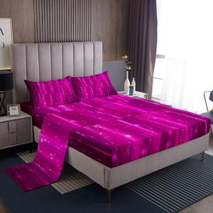 Erosebridal Комплект постельного белья Hot Pink Queen Sheets с абстрактным градиентом и психоделическими звездами, Hot Pink