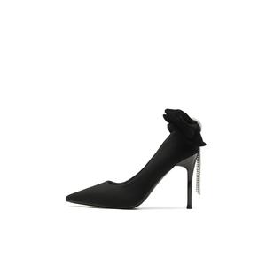 QITUMAUL Стройные каблуки на высоком каблуке женские черные черный[Высота каблука 9,5 см], цвет Black[Heel Height 9.5cm]