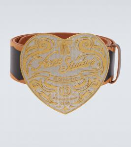 Кожаный ремень с логотипом Acne Studios, Black/Camel