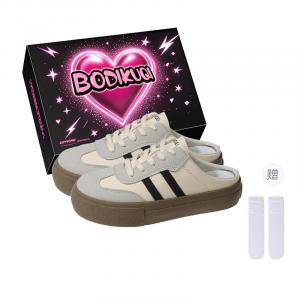 Boldi Kuki Женские противоскользящие тапочки с закрытым носком на резиновой подошве экрю (эксклюзивная коробка + носки), цвет Ecru (Exclusive Box+Socks)