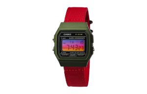 CASIO Мужские часы Retrofit Series с кварцевым механизмом и нейлоновым ремешком, черный циферблат