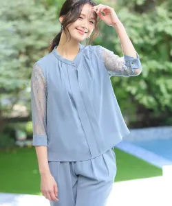 Платье с кружевными рукавами и брюками, свадебное платье, платье для вечеринки по случаю воссоединения, приглашение на вечеринку Pourvous, цвет Saxophone