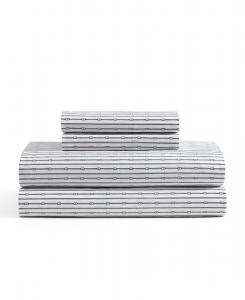 Tommy Hilfiger комплект постельного белья из хлопкового перкаля в полоску плотность ткани 200 нитей размер Queen, 4 предмета, бело-черный