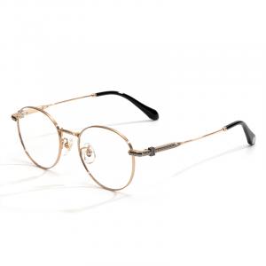 Police Титановые круглые очки унисекс, VPLT19K-0300 Bright Gold Frame