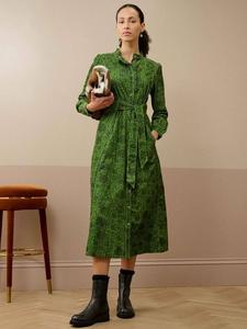 Блузка-платье с принтом и рюшами из вельвета Brora, Olive