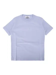 Вышитая хлопковая футболка Stone Island Junior, фиолетовый