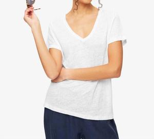 Женская футболка с V-образным вырезом белого цвета Derek Rose