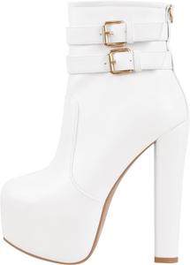 Женские ботильоны на платформе Gogo с высокой толстой подошвой, боковой молнией, круглым носком, удобные, для вечеринок, повседневные ботинки Onlymakerheels, White U