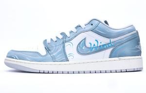 Jordan Баскетбольные кроссовки Air 1 с амортизацией, износостойкие, низкие, винтажные, унисекс, синие