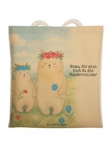 Mr. & Mrs. Panda Сумка для покупок с изображением медведя и цветочного венка    белого цвета