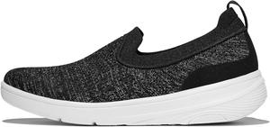 Женские кроссовки FitFlop, модель Super-Q Knit Slip-On, черный/серебристый