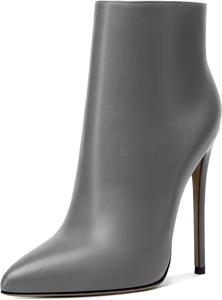 Женские ботильоны SAMMITOP на высоком каблуке-стойке, с боковой молнией, модные ботильоны, зимние туфли 4,5'', Matte Grey
