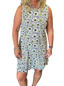 Солнечное платье без рукавов с рюшами в черно-бело-желтом цвете Lulu-B