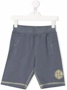Шорты-бермуды с вышитым логотипом Stone Island Junior, синий