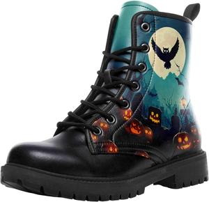 Женские Ботинки на Щиколотку Мужская Мода Зимние Праздничные Водонепроницаемые Ботинки Тактические С Шнуровкой Модные Готические Для Активного Отдыха Унисекс Обувь AWSOLE, Black/Blue/Orange