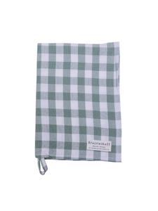Krasilnikoff Большое клетчатое хлопчатобумажное кухонное полотенце пыльно-зеленого цвета