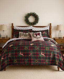 Двустороннее стеганое одеяло Home Merry Tartan, размер King/California King Levtex, Green