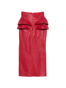 Кожаная юбка макси со вставками Mitiliane Couture, красный