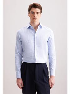 Узкая фланелевая рубашка средне-синего цвета Seidensticker