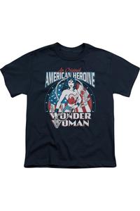 Футболка с коротким рукавом DC Comics "Американская героиня" для детей Gildan, темно-синий