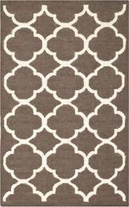 Ковер SAFAVIEH, 77 x 122 см, Dhurries Collection Brown / Ivory DHU627C ручной работы плоского плетения премиальный шерстяной с акцентами из бананового шелка