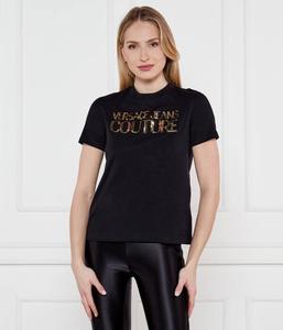 Футболка женская Versace Jeans Couture с блестящим логотипом, черный