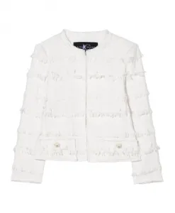 Элегантный твидовый жакет с бахромой Luisa Cerano, белый