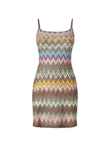 Платье мини с узором зигзаг Missoni, коричневый