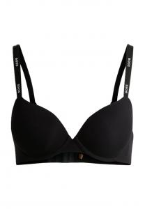 Бюстгальтер на косточках с бретелями с логотипом Boss, черный