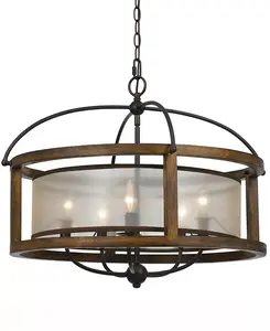 Круглая люстра на 5 ламп Cal Lighting, wood