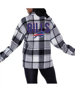 Женская серая клетчатая рубашка Buffalo Bills Fieldside Fun на пуговицах Gameday Couture
