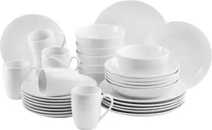 Набор столовых приборов - 18 предметов, высококачественный фарфор - можно мыть в посудомоечной машине и использовать в микроволновой печи - современный и неподвластный времени дизайн Markenlos