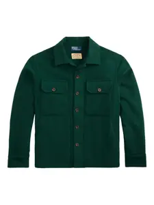 Шерстяная куртка-рубашка с нашивками на локтях POLO RALPH LAUREN, зеленый
