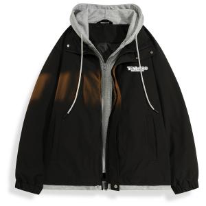 TEN MIRO Пуховик Unisex, Black+Light Heather Gray (Thin, Not Padded)