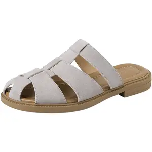 Mulinsen Женские серые противоскользящие тапочки с закрытым носком, цвет Gray