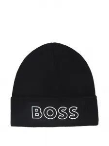 Шапка бини с вышитым логотипом BOSS Kidswear, черный