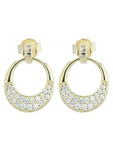 Adeliás Женские серьги - серьги-гвоздики из серебра 925 пробы с кубическим цирконием в золотой оправе