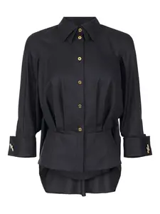 Рубашка из хлопка с жаккардовым узором Elisabetta Franchi, черный