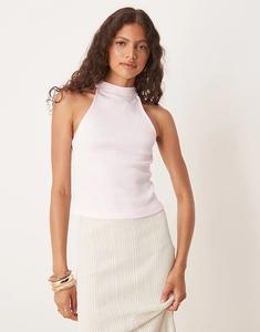 Топ-борцовка ASOS DESIGN в рубчик, бледно-розового цвета