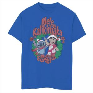 Футболка Disney's Lilo & Stitch с рождественским венком Mele Kalikimaka для мальчиков 8–20 лет и рисунком Disney
