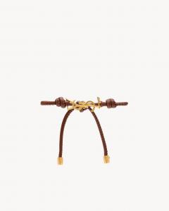 Браслет на шнуре CASSANDRE из кожи Saint Laurent, коричневый