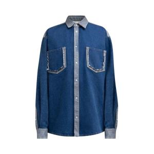 Рубашка Marni Bleached Coated Denim Shirt, цвет Ocean