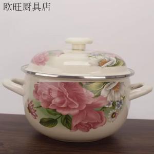 Modern Housewife Fancychic эмалированная суповая кастрюля с крышкой для дома, толстостенная двойная лапшовая миска, кастрюля для тушения, подходит для индукционной плиты, нефритово-зеленый/fortune pot, 24 см эмалированная кастрюля