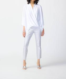 Металлические укороченные брюки в бело-серебристом цвете Joseph Ribkoff