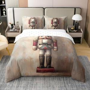 Erosebridal Покрывало для одеяла Christmas Nutcracker из 100% хлопка, солдатский королевский комплект с ручной градиентной акварелью, мультяшные рождественские украшения, милый декор комнаты, Brown